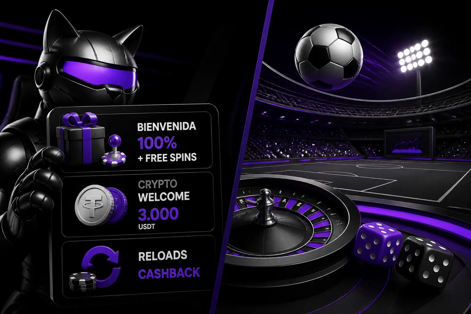 RoboCat Casino Bonus: Bienvenida, Crypto y Reload visual guide for RoboCat Casino
